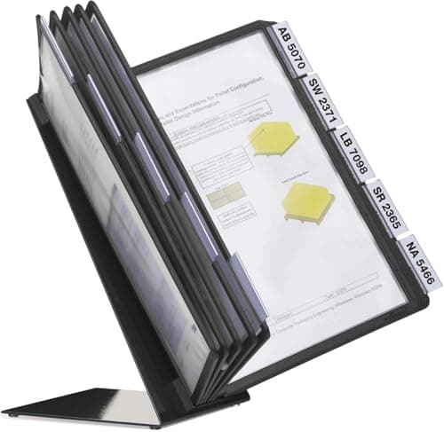 Image of Durable VARIO Display Panel Desk Unit | 10 Panels and Tabs in Black | Perfect for Storing and Displaying A4 Documents