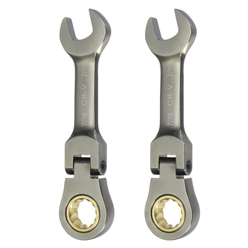 Image of sourcing map 2pcs Flex Head Ratchet Wrench Spanner 7/16" SAE Ratcheting Combination Wrench 72-Teeth Chrome Vanadium Steel Ratchet Gear Spanner with 12 Point Box End for Auto Repairs