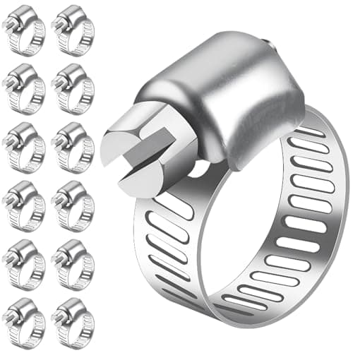 Image of Bolatus Hose Clips 6-12 mm, 12 Pcs Hose Clamp Stainless Steel 304 Adjustable Screw Clamps, 7 Sizes Pipe Clamps Assortment for Pool, House Gas Pipe, Garden Hose