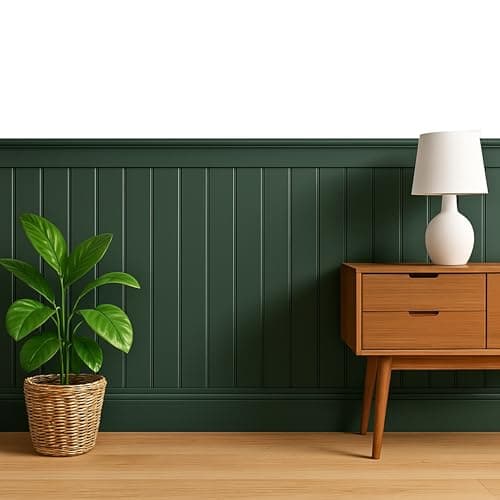 Image of Tongue & Groove MDF Wall Panels with Adhesive – V-Groove Paintable 3D Panelling – 600mm Wide – Moisture-Resistant Decorative Panels for Hallways, Bathrooms & Interiors (KIt 1)