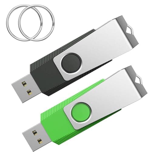 Image of USB Stick 2GB 2 Pack, Wooolken USB Flash Drive 2.0 Thumb Drives Memory Stick with LED Light and Lanyards for Storage and Backup (Black Blue)