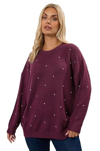 Image of Yours Curve Red Diamante Embellished Jumper - Women's - Plus Size Curve