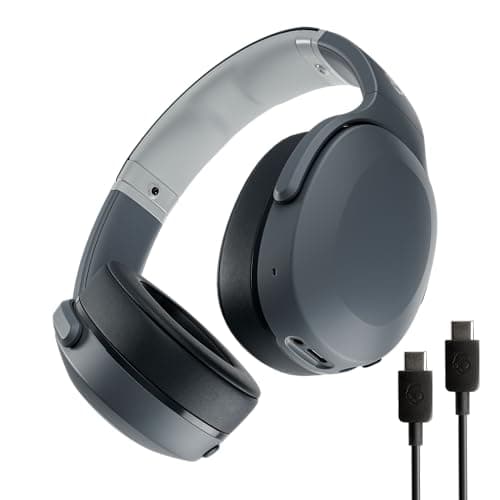 Image of Skullcandy Crusher Evo Wireless Bluetooth Headphones with Multi-Sensory Bass and Charging Cable, Noise Isolating Over-Ear Fit, Up to 40 Hours Battery, Microphone for iPhone Android - Chill Grey