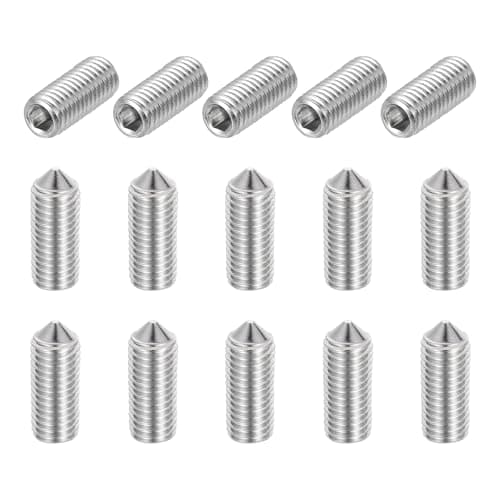 Image of sourcing map 15 Pcs M12x30mm Cone Point Set Screws, 304 Stainless Steel Hex Socket Grub Screws for Bathroom Fixtures Repair Furniture DIY Project
