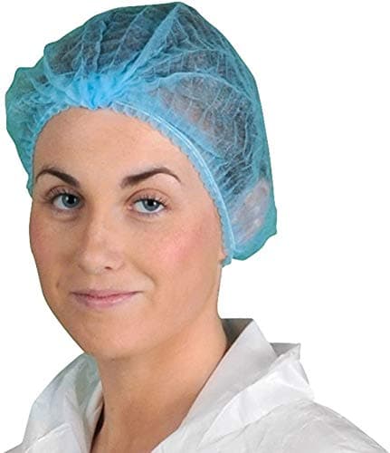 Image of 100x Omnitex Premium Blue Mob Caps - Non Woven Hygiene Hair Nets Covers, Disposable Clip Caps with Double Elastic (1x Pack of 100)