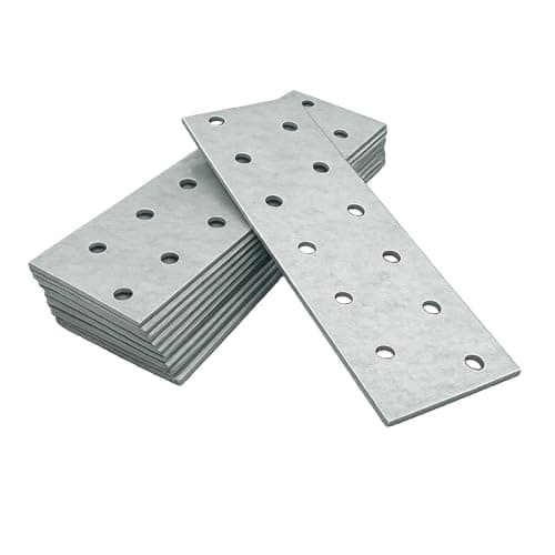 Image of OMIDEAS 10 x Flat Joining Plates (120 x 40 x 2) Connecting Perforated Metal Brace Bracket Timber Wood Fixing Galvanised Steel Repair Connector