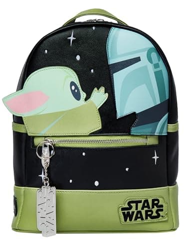 Image of Star Wars Backpack | The Mandalorian & Grogu Bag | Premium Women’s Handbag | Mini Backpacks For Women | One Size Black