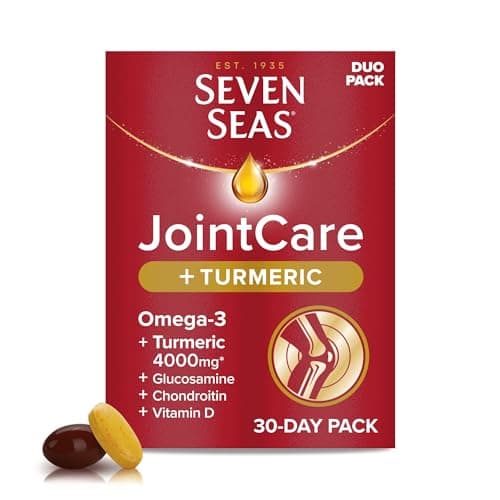 Image of Seven Seas JointCare Plus Turmeric, with Omega-3, Glucosamine, Chondroitin, Vitamins C and D, Manganese and Zinc, Food Supplements, 30-Day Pack