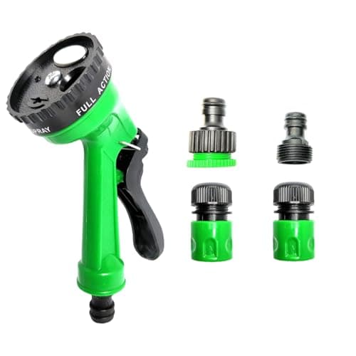 Image of Garden 5pc Hose Spray Gun & Connector Set – Adjustable High Pressure Nozzle with Quick Connect Hose Pipe Fittings – Soft Touch Trigger for Watering, Car Washing & Cleaning