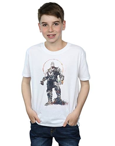 Image of Marvel Boys Avengers Infinity War Thanos Sketch T-Shirt White 9-11 Years