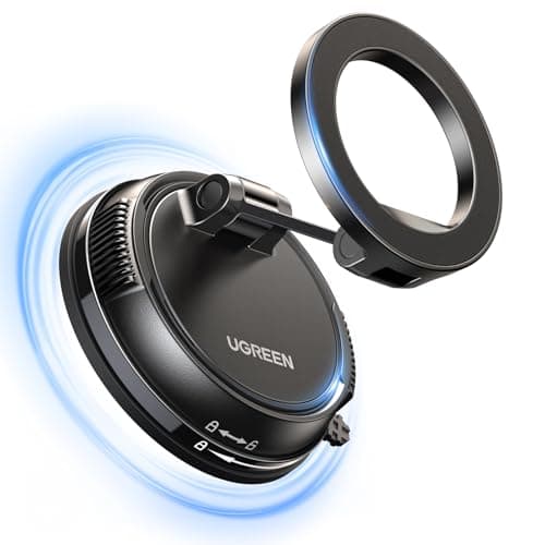 Image of UGREEN Magsafe Car Mount, [22xN55 & 80 LBS] 2500gf Vacuum Magnetic Phone Holder with Adhesive Suction Cup, 360° Rotatable Car Phone Holder Compatible with iPhone 17 Pro Max Air 16 15 14 13 12