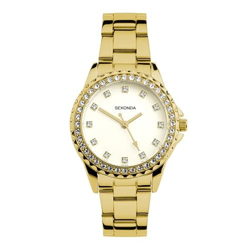 Image of Sekonda Day to Night Ladies 34mm Elizabeth Watch in Gold with Gold Alloy Bracelet & Silver Dial
