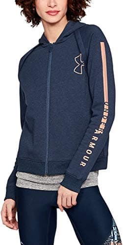 Image of Under Armour Women's Rival Fleece Full Zip Hoodie, Static Blue (414)/Peach Horizon, Small