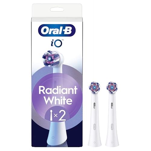 Image of Oral-B iO Series Radiant White, Original Replacement Round Brush Heads, Angled Bristles for Deeper Plaque Removal, Polishing Petals for Teeth Whitening, for Oral-B iO Electric Toothbrushes, 2