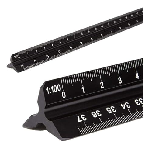 Image of 1 Pcs Meter Ruler Architectural Scale, Aluminum Triangular Scale Ruler Metric 1:20, 1:25, 1:50, 1:75, 1:100, 1:125 Standard 12 Inch for Architects, Students, Draftsman and Engineers