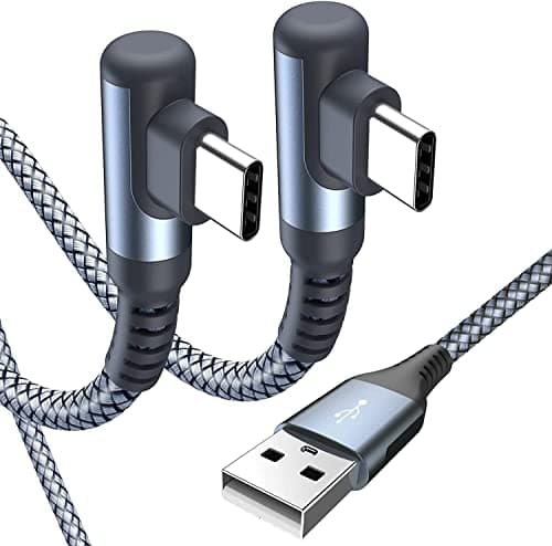 Image of 2Pack 3M USB C Right Angle 90 Degree 3.1A Fast Charger Cable Compatible for iPhone 17 air 16 15 Plus Pro Max, Samsung Flip/Fold 7 6 5 S26 S25 S24 S20 S21 S22 S23 A16/15/14 A35/A34 A56/55/54, Pixel