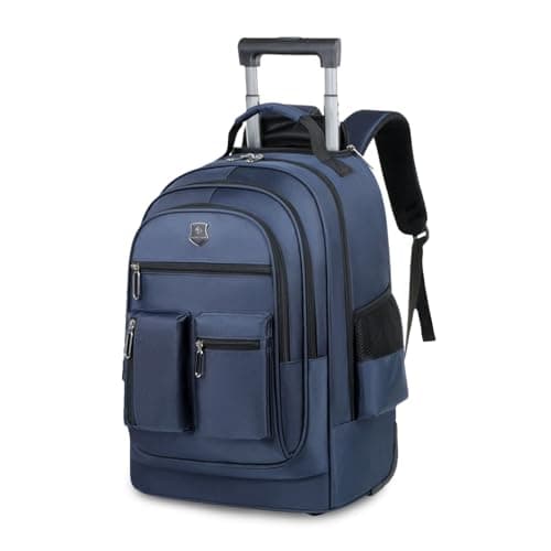 Image of FANDARE Rolling Laptop Backpack with Wheels Travel Daypacks Men Lifestyle Leisure Urban Backpacks Men Versatile Street Knapsack College School Bag for Travel Outdoor Everyday Bags Polyester Blue