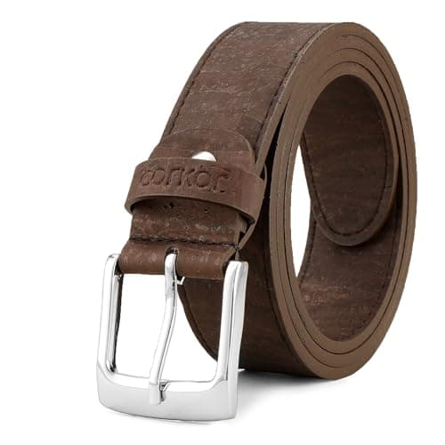 Image of Corkor Men's Cork Belt – Vegan Leather – Brown Belt for Men Casual Wear - Natural Friendly Non-Leather 1 3/8"
