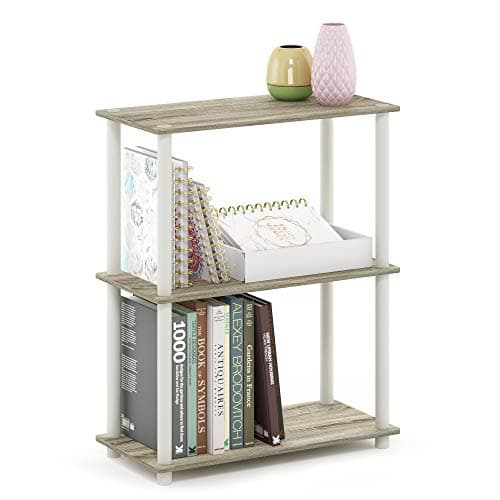 Image of Furinno TURN-N-TUBE Storage Shelves, 3-Tier Book Shelf, Corner Shelf, Toolless Open Shelves, for Organization and Storage, Living Room, Garage, Home Office, Sonoma Oak