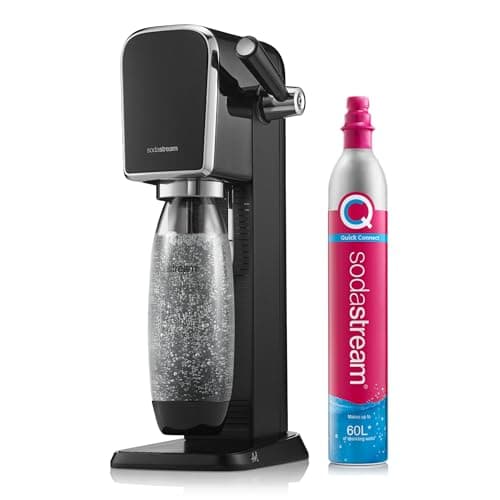 Image of SodaStream - Art Sparkling Water Maker, Retro Design, Quick Connect CO2 system, Includes 60L Gas Cylinder, BPA-Free 1L Bottle, Black
