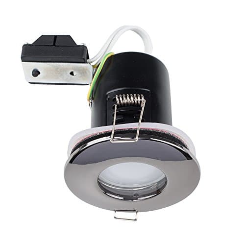 Image of MiniSun | Fire Rated Black Chrome Domed GU10 Ceiling Downlights | Bath Recessed Lighting, Home Décor & Improvement Essential | Pack of 4 | Mains Wired