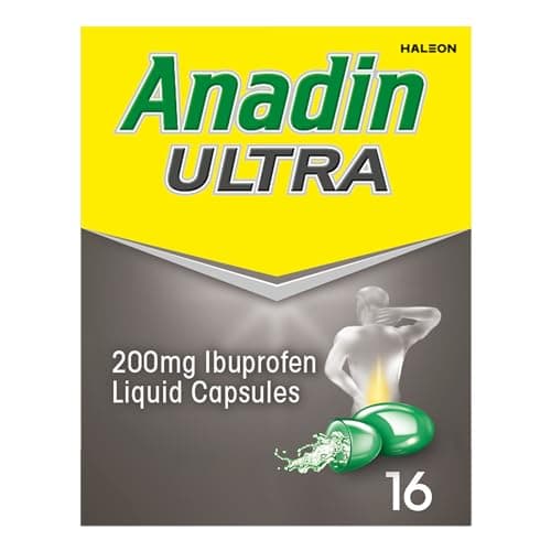 Image of Anadin Ultra Ibuprofen Back & Muscle Pain Relief Liquid Capsules, Pack of 16