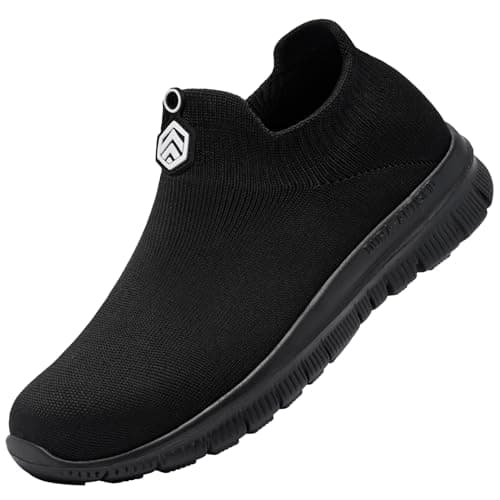 Image of LARNMERN Safety Trainers Steel Toe Cap Trainers Men Women Puncture Proof Safety Shoes Comfortable Work Shoes Lightweight Breathable Cushioning(Pure Black,3UK)