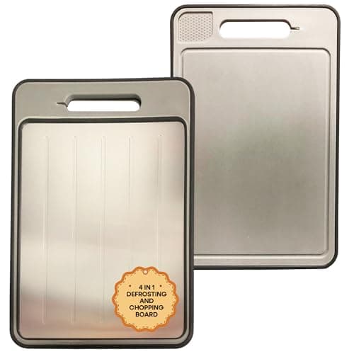 Image of Home Vista Large Chopping Board (25 x 36.5cm), 4 in 1 Defrosting Meat Chopping Boards-Non Toxic BPA Free Plastic Cutting Boards for Kitchen-Dishwasher Safe with Knife Sharpener & Juice Groove