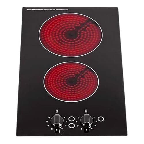 Image of SIA CERH30BL 30cm Electric Ceramic Hob, 2 Zone Domino Cooktop, Knob Controls, 9 Power Levels, Black, 2 Years Parts & Labour Guarantee