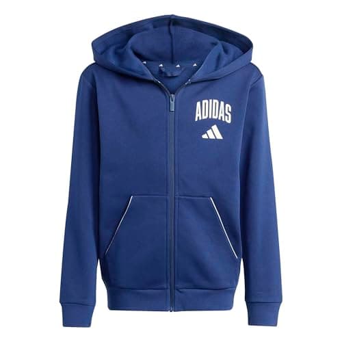 Image of adidas Unisex Kids SEASONALS COLLEGIATE TYPOGRAPHY HOODY, dark blue/off white, 15-16 Years