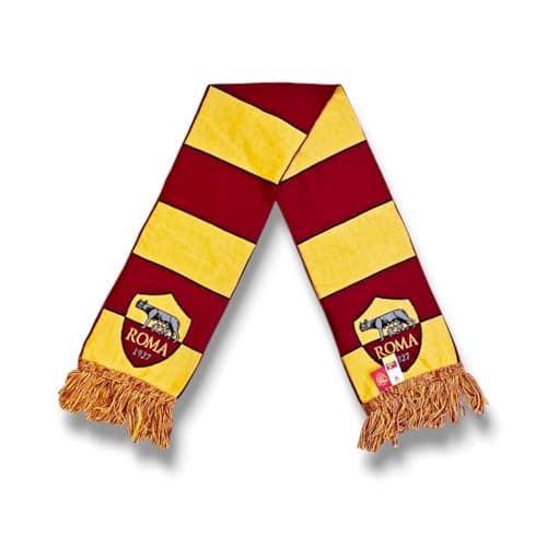 Image of AS Roma Official HD Tube Scarf Wide Stripes, Yellow-Red