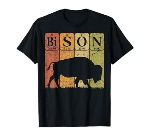 Image of American Bison Periodic Table Elements Buffalo Retro T-Shirt