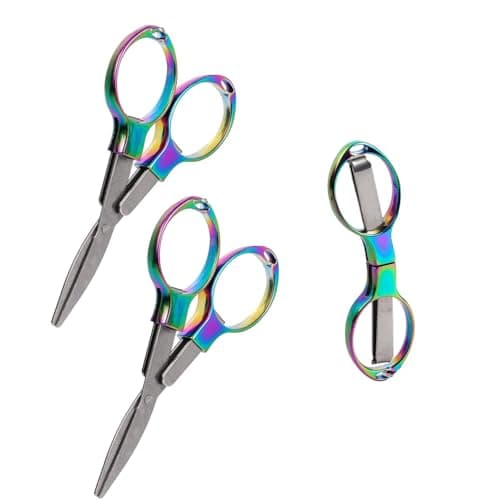 Image of 3-Pack Metallic Iridescent Mini Folding Scissors,Compact Portable Small Scissor,Safety Lock Small Travel Scissors,Multi-Purpose Nurse Scissor for Travel Nursing Sewing Craft First Aid Emergency Kit