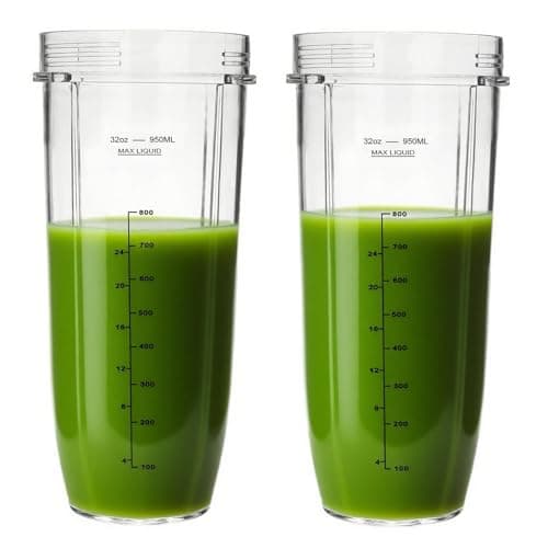 Image of for Ninja Blender Cups Replacement Parts, 32oz Smoothie Cups Compatible with Nutri Ninja Auto iQ Blender BN495UK BN750UK BN800UK CB100UK BL450 BL480 BL490 BL491 BL492 BL682 (2 Pack)