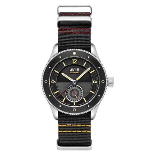 Image of AVI-8 Men's 40mm Flyboy Airmaster Sector Meca-Quartz Raven Black Watch with Nylon Strap AV-4112-01