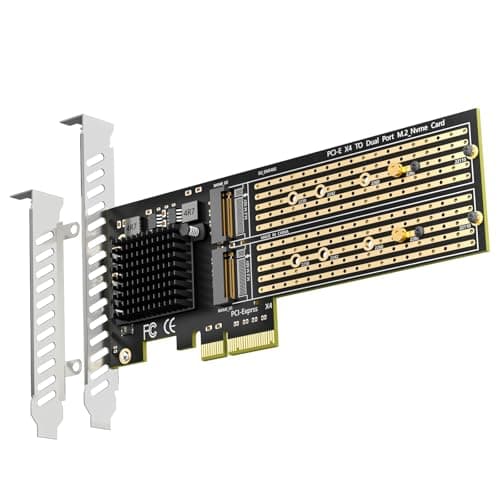 Image of GLOTRENDS PA20 Dual M.2 NVMe to PCIe 3.0 X4 Adapter with PCIe Bifurcation, Setup Soft M.2 NVMe RAID via OS Tool (Support 22110/2280 Size)