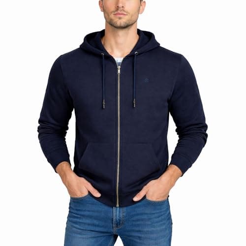 Image of Xact Men's Hooded Sweatshirt – Full Zip Hoodie, Soft Midweight Fleece-back, Cotton Blend, Regular Fit, Gym & Casual Wear (Sky Captain Navy) S