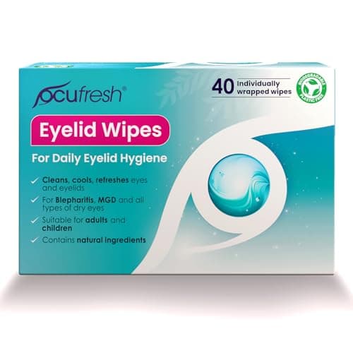Image of Blepharitis Eyelid Wipes – 40 Pack Individually Wrapped - Fragrance free & Soap free, For Daily Eyelid Hygiene, Natural Ingredients, Tired and Dry Eyes