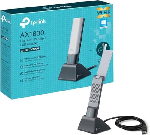 Image of TP-Link Archer TX20UH AX1800 WiFi Dongle for PC, WiFi 6 Dual Band Wireless, USB WiFi Adapter for PC, 1.2 Meter Cable, Broader Coverage, 3.0 USB WiFi Dongle, Wins, MU-MIMO, OFDMA, Flexible Design