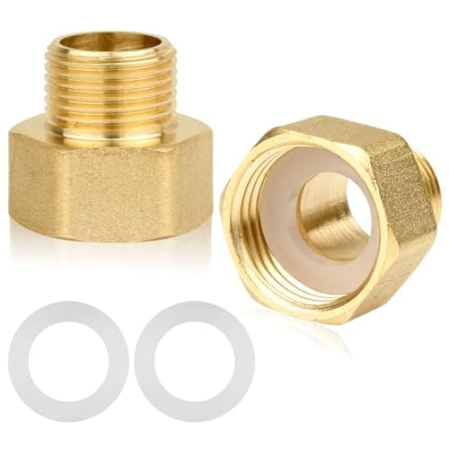 Image of 1/2" Female to 3/8" Male BSP Thread Brass Hex Bushing Reducing Connector,1/2” Female to 3/8” Male Adapter,for Water, Gas, Pipe Connecting Conversion with Sealing Rings