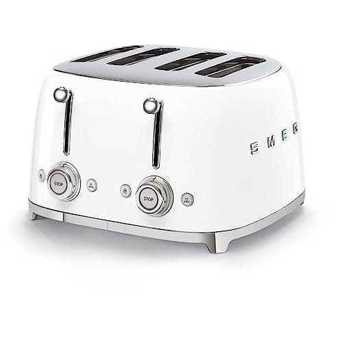 Image of Smeg White Retro 4 Slice Toaster