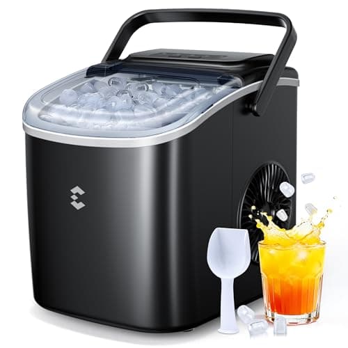 Image of EASYERA Ice Maker Machine Countertop, Portable Small Size, 6 Mins Fast Ice, 12kg/24H, 2 Ice Sizes, Self-Cleaning with Ice Bags, Scoop, Basket for Kitchen, Office, Party - Black