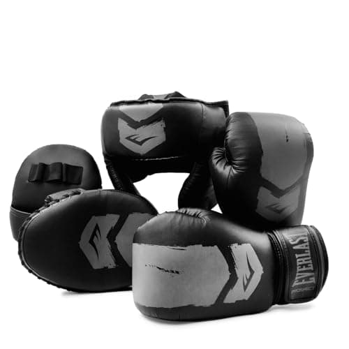 Image of Everlast Unisex Complete Youth Boxing Mittens & Gloves Starter Kit Black/Grey One Size