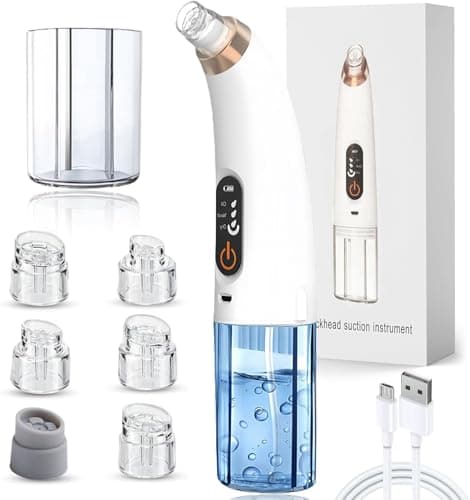 Image of Flintronic Blackhead Remover Vacuum, Facial Pore Cleanser with Visible Water Tank, 3 Suction Power Modes & 6 Suction Heads, Rechargeable Blackhead Remover for Face, Pimple Acne Whitehead