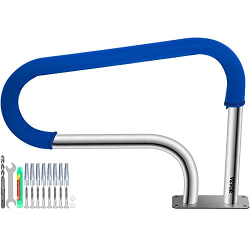 Image of VEVOR Pool Handrail, 32" x 22.5" Swimming Pool Stair Rail, 304 Stainless Steel Stair Pool Hand Rail Rated 375lbs Load Capacity, Pool Rail with Quick Mount Base Plate, and Complete Mounting Accessories
