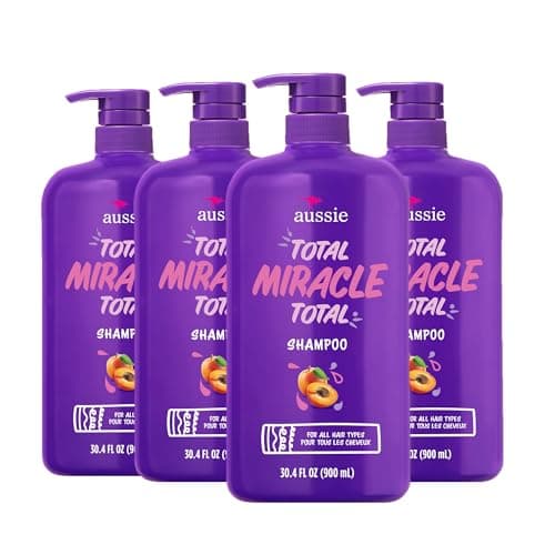 Image of Aussie Total Miracle 7 Benefit Shampoo for Dry, Damaged Hair of All Types, Paraben-Free, 30.4 fl oz, 4-Pack