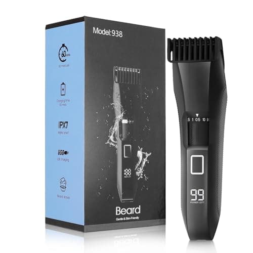 Image of Misuke Manscape Beard Trimmer Men,20 Length Adjustable Blade Wheel,Wet/Dry Electric Trimmer for Precision Facial Hair Trimming,Cordless Hair Clippers,IPX7 Waterproof,LED Display,Men's Gifts