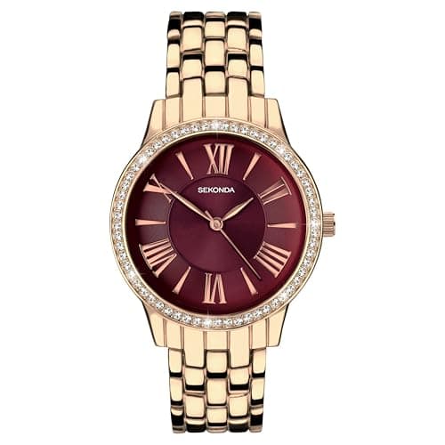 Image of Sekonda Charlotte Ladies 33mm Quartz Watch in Ruby with Analogue Display, and Rose Gold Alloy Bracelet 40290