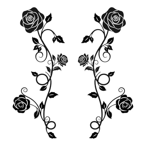 Image of Leseogye 2PCS Rose Metal Wall Art for Garden, Black Wall Decor, Garden Wall Art Outdoor, Ornament for Livingroom and Bedroom