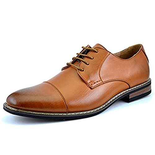 Image of Bruno Marc Mens Oxfords Shoes, Men's Lace-ups Formal Dress Derby, Leather Shoes for Men in Smart Cacual Shoes for Walking, Parade, Brogues, Suit, Wedding,Size 8,Brown,Prince-6